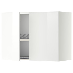 METOD Wall cabinet w dish drainer/2 doors, white/Ringhult white, 80x60 cm