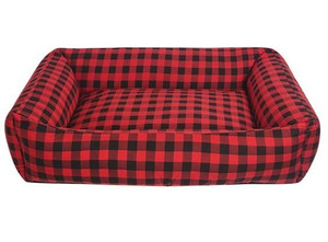 Chaba Dog Sofa Bed Standard Size 2, red check