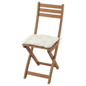 ASKHOLMEN Chair, outdoor, foldable dark brown/Kuddarna beige