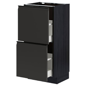 METOD / MAXIMERA Base cabinet with 2 drawers, black/Upplöv matt anthracite, 40x37 cm