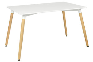 Modern Dining Table 120x80, white/wooden legs