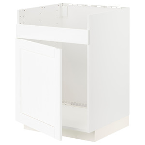 METOD Base cab f HAVSEN single bowl sink, white Enköping/white wood effect, 60x60 cm