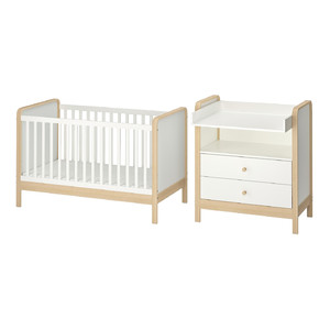 ÄLSKVÄRD 2-piece baby furniture set, birch/white, 60x120 cm