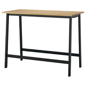 MITTZON Conference table, oak veneer/black, 140x68x105 cm