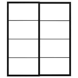 PAX Pair of sliding door frames w rail, black, 200x236 cm
