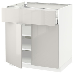 METOD / MAXIMERA Base cabinet with drawer/2 doors, white/Ringhult light grey, 80x60 cm