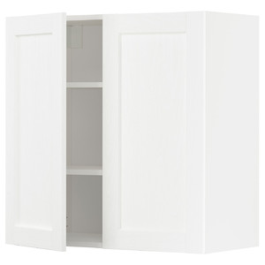 METOD Wall cabinet with shelves/2 doors, white Enköping/white wood effect, 80x80 cm