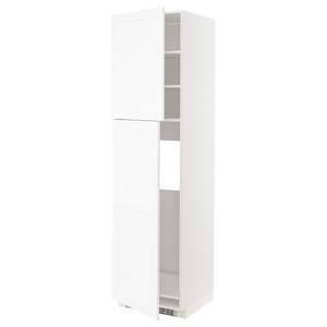 METOD High cabinet for fridge w 2 doors, white Enköping/white wood effect, 60x60x220 cm