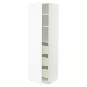 METOD / MAXIMERA High cabinet with drawers, white Enköping/white wood effect, 60x60x200 cm
