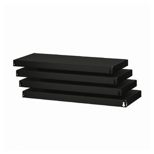 BROR Shelf, black, 84x39 cm, 4 pack