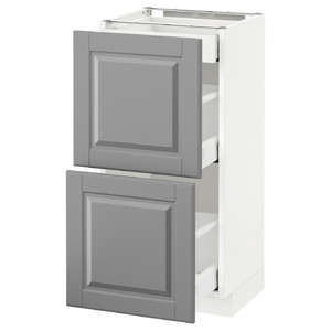 METOD / MAXIMERA Base cab with 2 fronts/3 drawers, white, Bodbyn grey, 40x37 cm