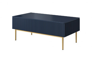 Coffee Table with 2 Drawers Nicole, dark blue/gold legs