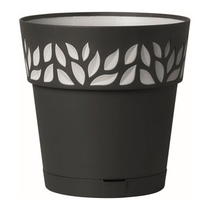 Plant Pot with Saucer Cloe 15 cm, anthracite