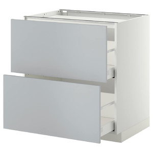 METOD / MAXIMERA Base cab f hob/2 fronts/2 drawers, white/Veddinge grey, 80x60 cm