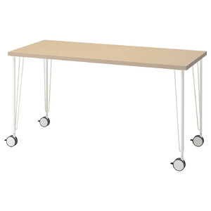 MÅLSKYTT / KRILLE Desk, birch, white, 140x60 cm