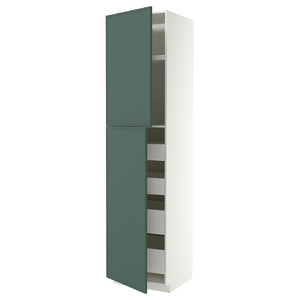 METOD/MAXIMERA Hi cab w 2 doors/4 drawers, white/Aspudden dark grey-green, 60x60x240 cm