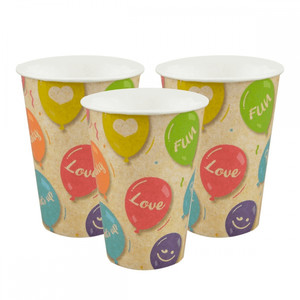 Biodegradable Paper Cups Balloons 180ml 12-pack