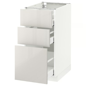 METOD / MAXIMERA Base cabinet with 3 drawers, white, Ringhult light grey, 40x60 cm