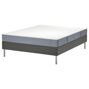 LYNGÖR Divan bed, Vesteröy firm/light blue dark grey, Standard Double