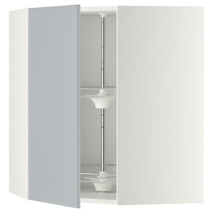 METOD Corner wall cabinet with carousel, white/Veddinge grey, 68x80 cm