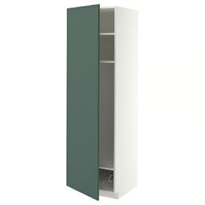 METOD High cabinet w shelves/wire basket, white/Aspudden dark grey-green, 60x60x200 cm