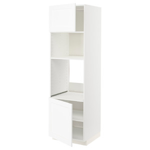 METOD Hi cb f oven/micro w 2 drs/shelves, white Enköping/white wood effect, 60x60x200 cm