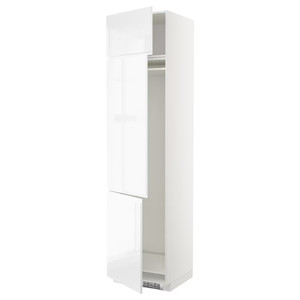 METOD High cab f fridge/freezer w 3 doors, white/Voxtorp high-gloss/white, 60x60x240 cm