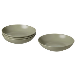 FÄRGKLAR Deep plate/bowl, matte green, 23 cm, 4 pack