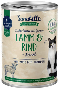 Sanabelle Adult Cat Food Lamb & Beef + Linseed Oil 400g