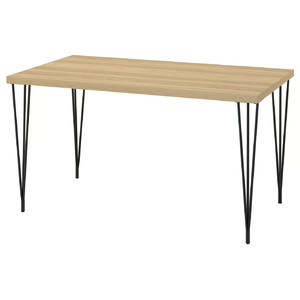 SKÅLSTA Table, oak effect/hairpin black-grey, 140x80 cm
