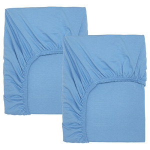 LEN Fitted sheet for cot, light blue, 60x120 cm, 2 pack
