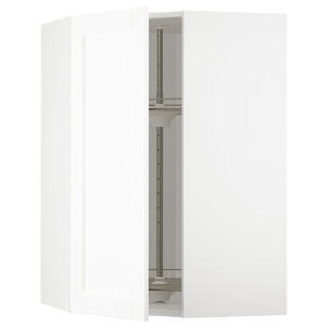METOD Corner wall cabinet with carousel, white Enköping/white wood effect, 68x100 cm
