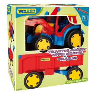 Wader Tractor Giant with Shovel and Trailer, assorted colours, 117cm 12m+