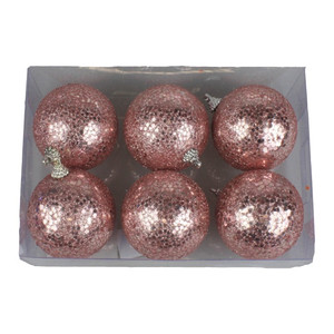 Christmas Baubles 6cm 6-pack, pink