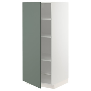 METOD High cabinet with shelves, white/Bodarp grey-green, 60x60x140 cm