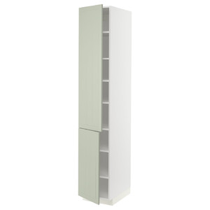 METOD High cabinet with shelves/2 doors, white/Stensund light green, 40x60x220 cm