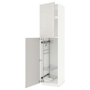 METOD High cabinet with cleaning interior, white/Ringhult light grey, 60x60x240 cm