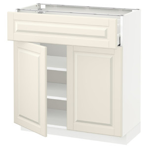METOD / MAXIMERA Base cabinet with drawer/2 doors, white/Bodbyn cream, 80x37 cm