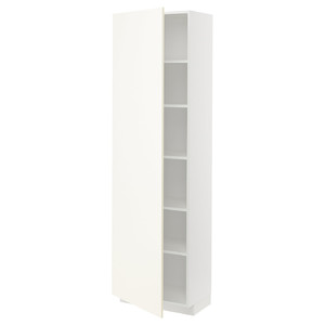 METOD High cabinet with shelves, white/Vallstena white, 60x37x200 cm