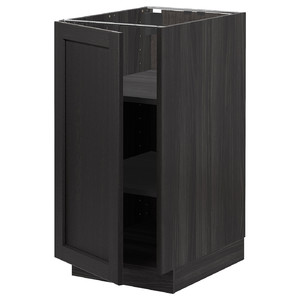 METOD Base cabinet with shelves, black/Lerhyttan black stained, 40x60 cm