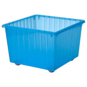VESSLA Storage crate with castors, blue, 39x39 cm