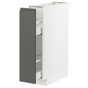 METOD / MAXIMERA Base cabinet/pull-out int fittings, white/Voxtorp dark grey, 20x60 cm