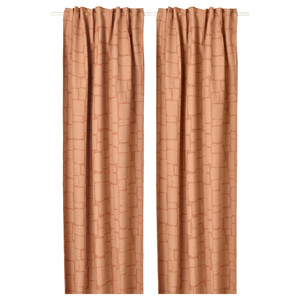 LÖNNSTÄVMAL Block-out curtains, 1 pair, light red-brown, 145x300 cm