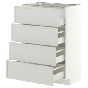 METOD/MAXIMERA Base cab 4 frnts/4 drawers, white/Aspudden light grey, 60x37 cm