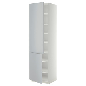 METOD High cabinet with shelves/2 doors, white/Veddinge grey, 60x60x220 cm