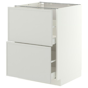 METOD/MAXIMERA Base cb 2 fronts/2 high drawers, white/Aspudden light grey, 60x60 cm