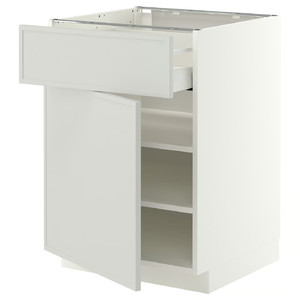 METOD/MAXIMERA Base cabinet with drawer/door, white/Aspudden light grey, 60x60 cm