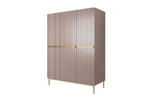 Wardrobe with Drawer Unit Nicole 150 cm, antique pink, gold handles and legs
