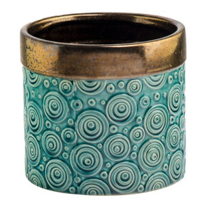 Plant Pot Cover 16cm, turquoise-gold