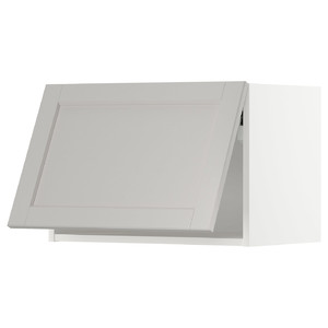 METOD Wall cabinet horizontal w push-open, white/Lerhyttan light grey, 60x40 cm